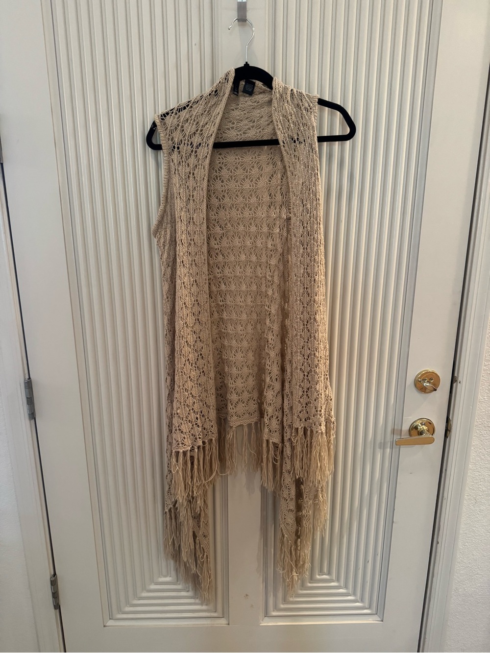 Full Tilt Beige Open-Knit Crochet Sweater